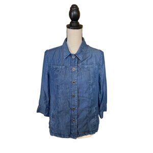 N Touch Womens Shirt Small Lightweight Tencel Denim Button-Up Western
